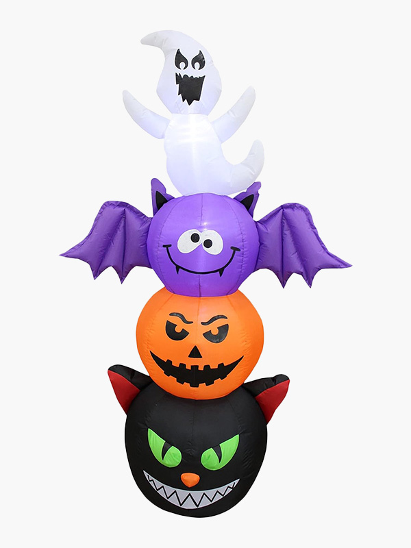 TWO HALLOWEEN PARTY DECORATIONS BUNDLE, Includes 6 Foot Tall Inflatable Stacked Figures Totem Pole G