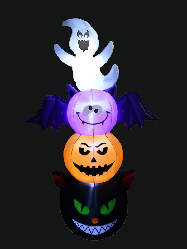 TWO HALLOWEEN PARTY DECORATIONS BUNDLE, Includes 6 Foot Tall Inflatable Stacked Figures Totem Pole G